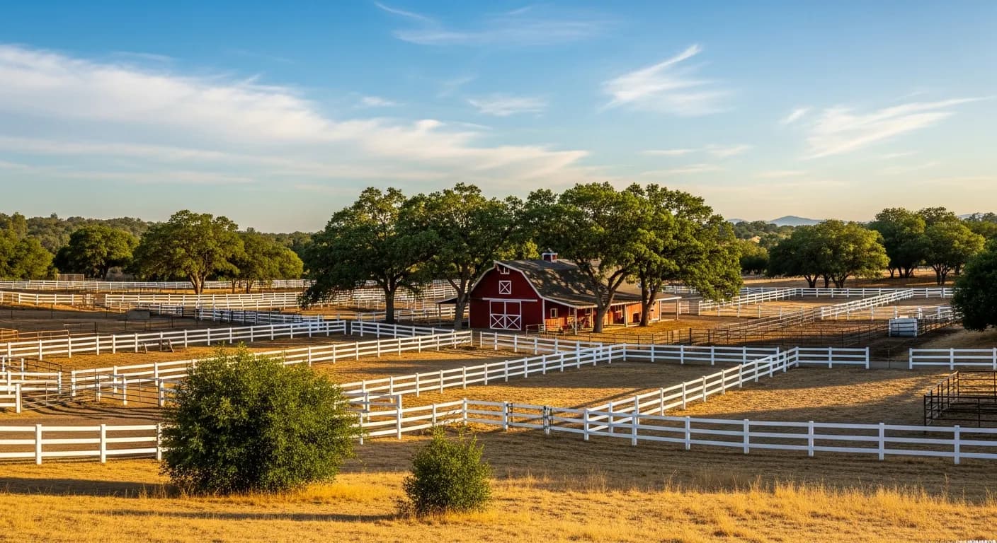 Equestrian property in Loomis California with barn and horse fencing
