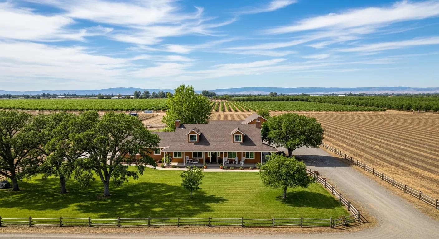 Ranch property in Pleasant Grove Sutter County with large lot and agricultural land
