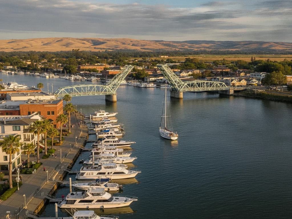 Rio Vista California river town on the Sacramento–San Joaquin Delta with the drawbridge, Solano County