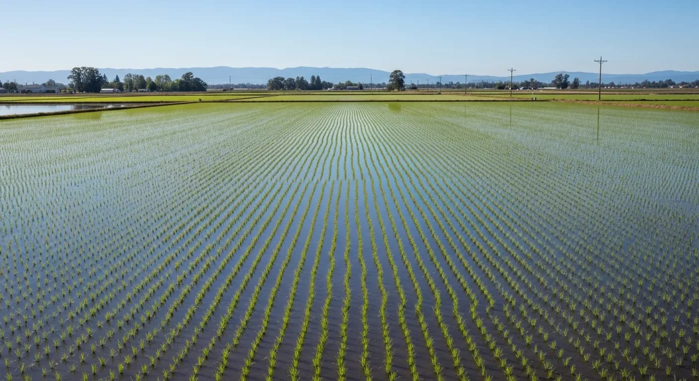 Agricultural property near Robbins California with Sacramento Valley rice fields