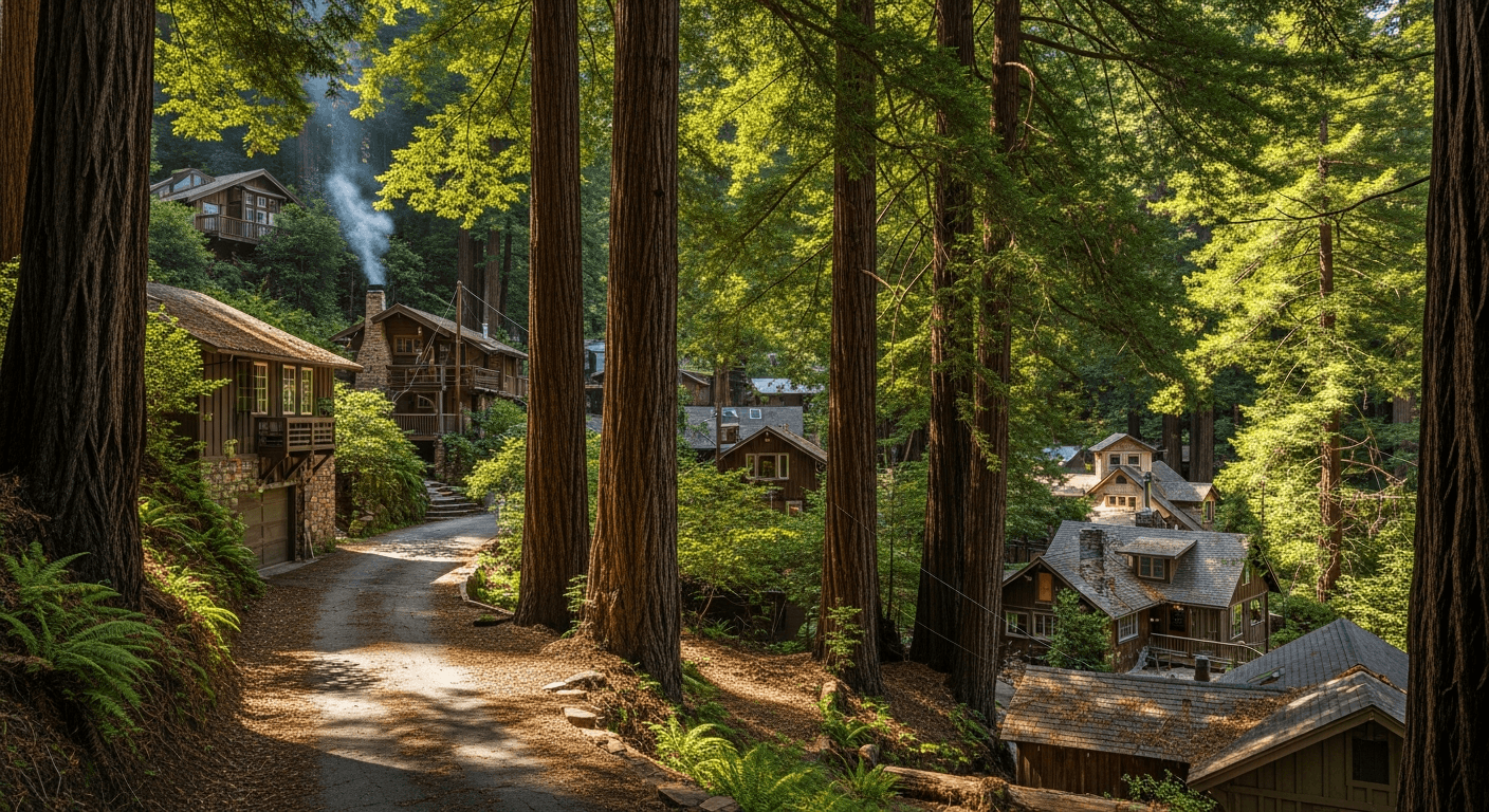 Redwood forest near upper Soquel — we buy mountain-adjacent properties