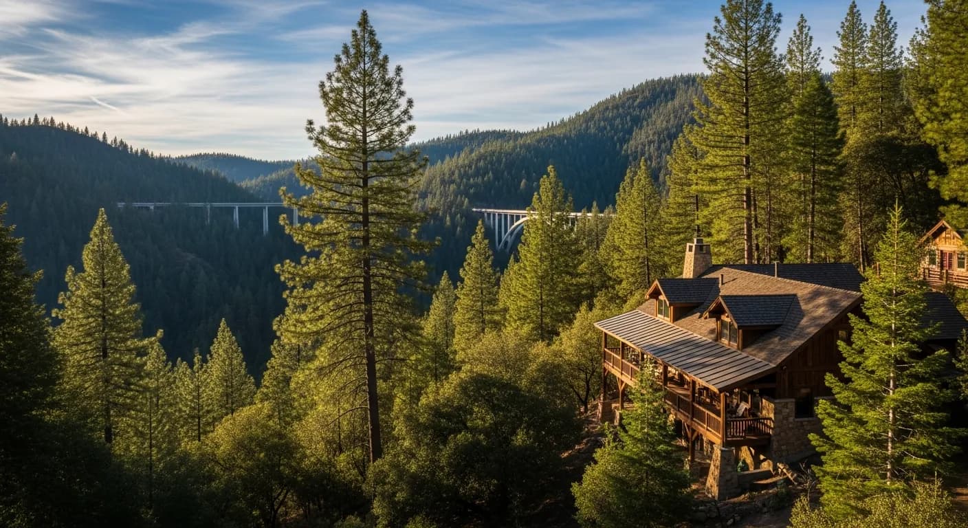 Remote mountain home along Foresthill Road in Placer County California