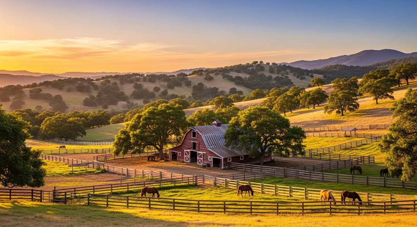 Horse property in Meadow Vista California with barn and rolling hills