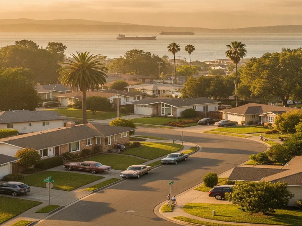 Southampton neighborhood in Benicia California with mid-century family homes in Solano County