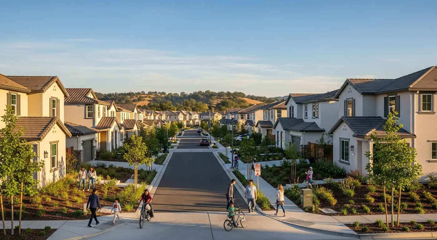 Lincoln California master-planned community with modern suburban homes in Placer County