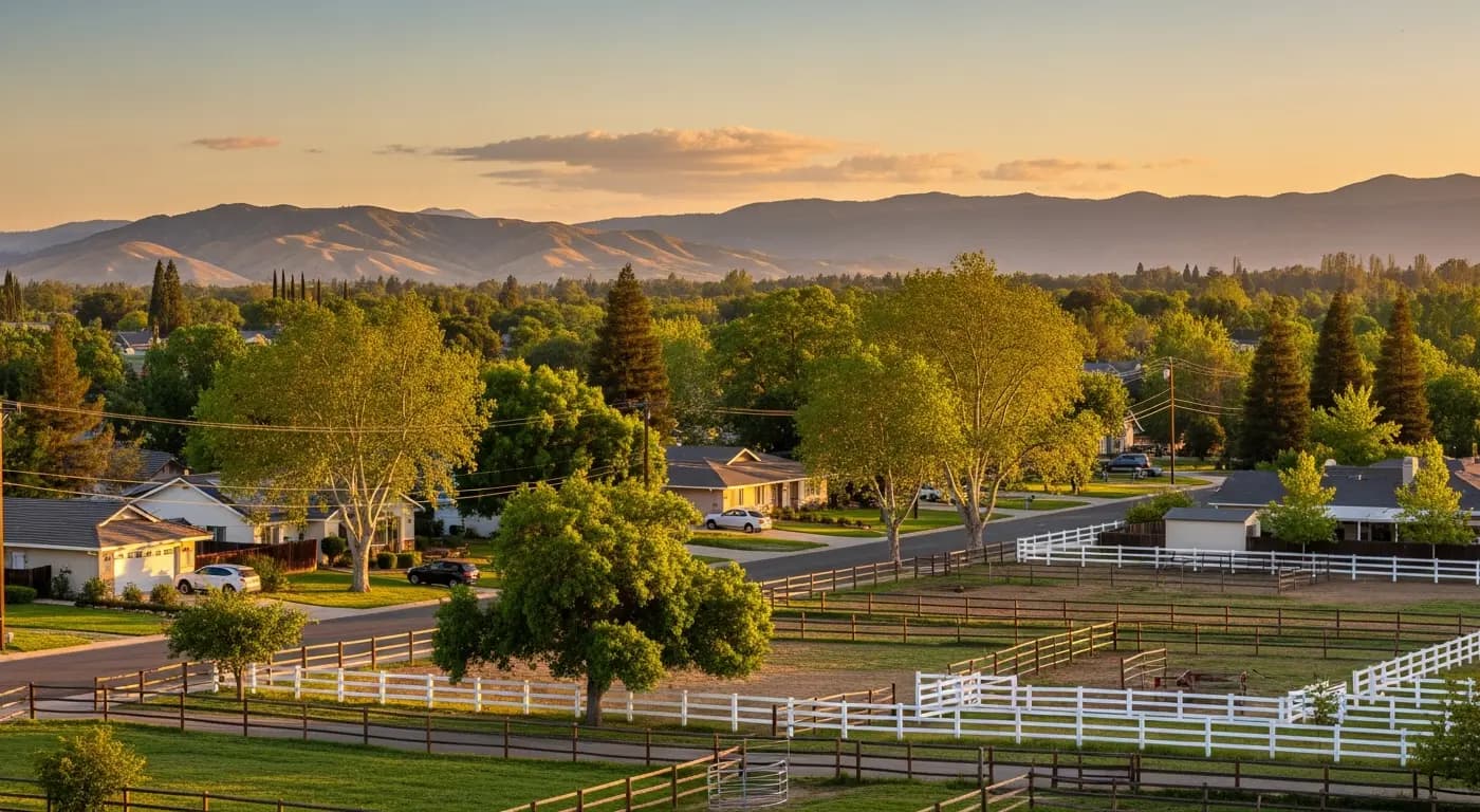 Orangevale California semi-rural neighborhood with larger lots and mature trees