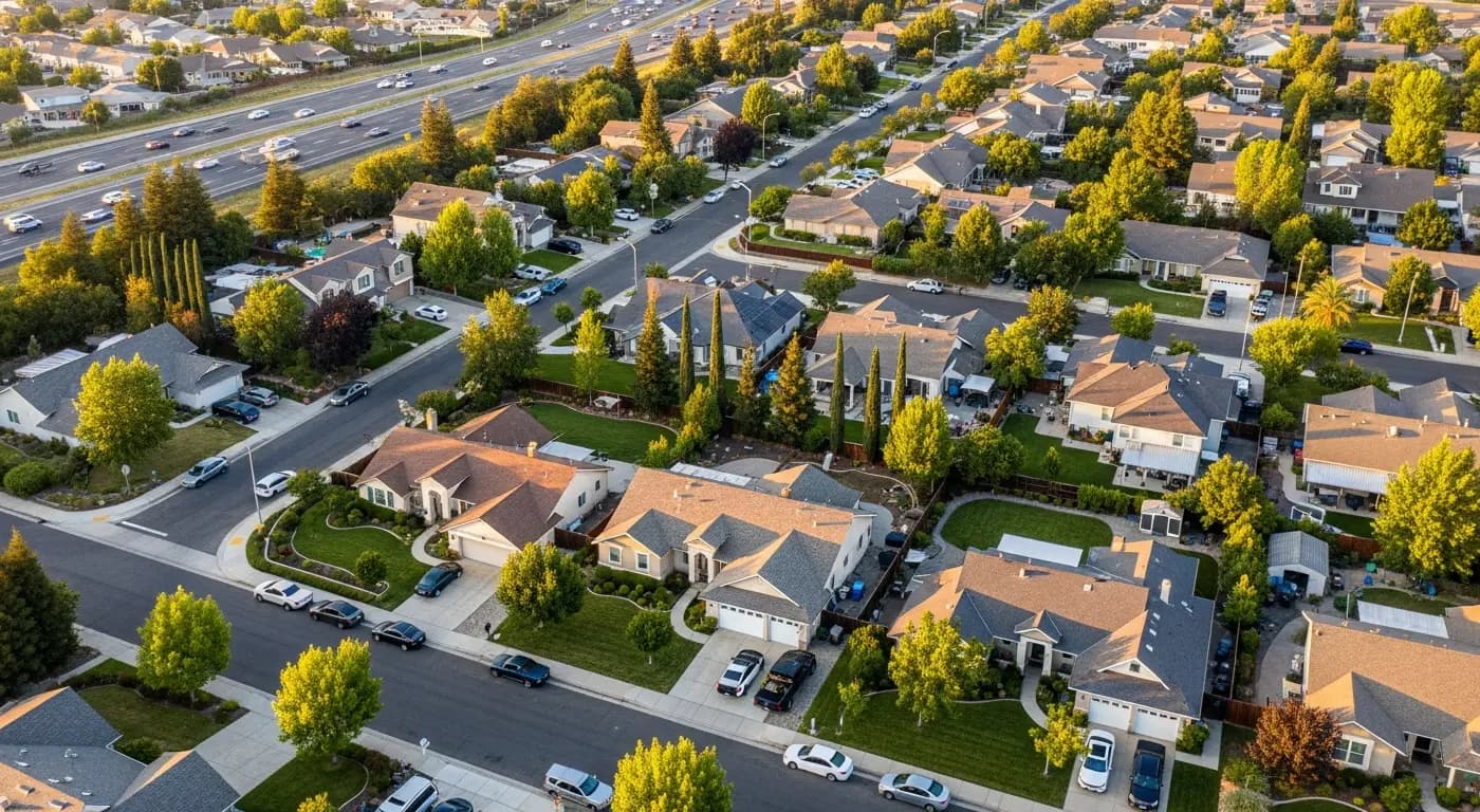 Rancho Cordova California residential neighborhood along the Highway 50 corridor