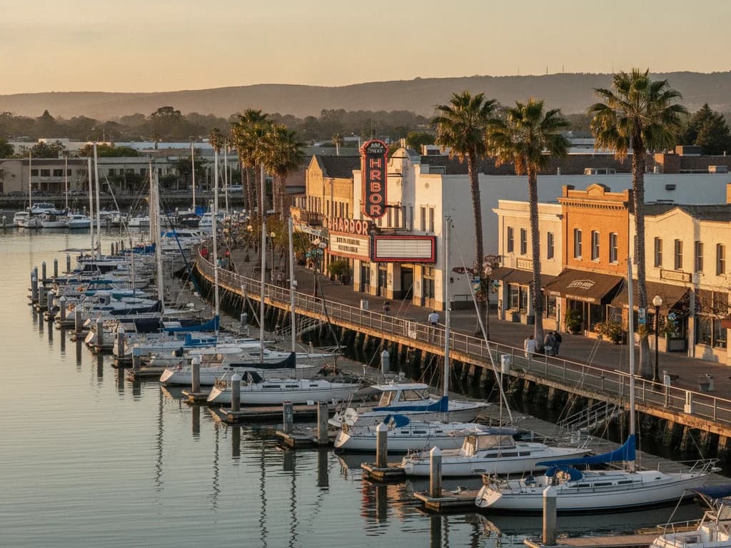 Suisun City California historic waterfront and marina in Old Town, Solano County