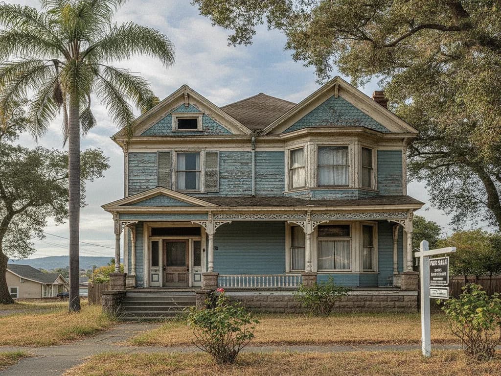 Older Victorian home in Vallejo California's Heritage District needing restoration — we buy as-is